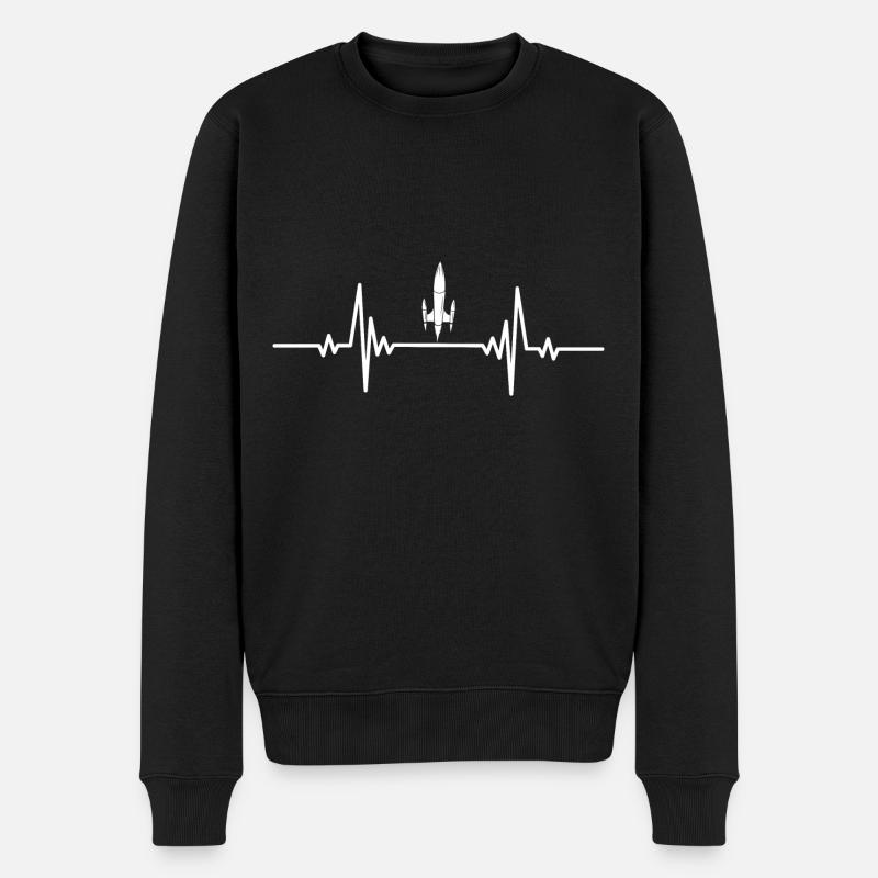 Heartbeat Start einer Rakete - Männer Premium Bio Pullover - Schwarz