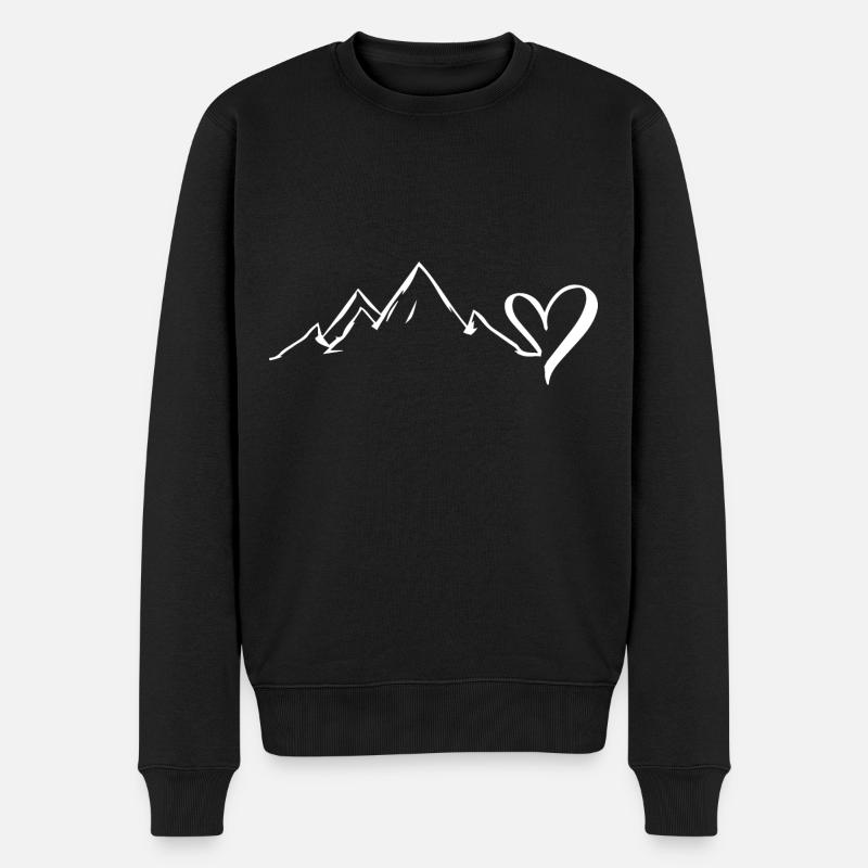 Herz - Berg - (3) - Männer Premium Bio Pullover - Schwarz