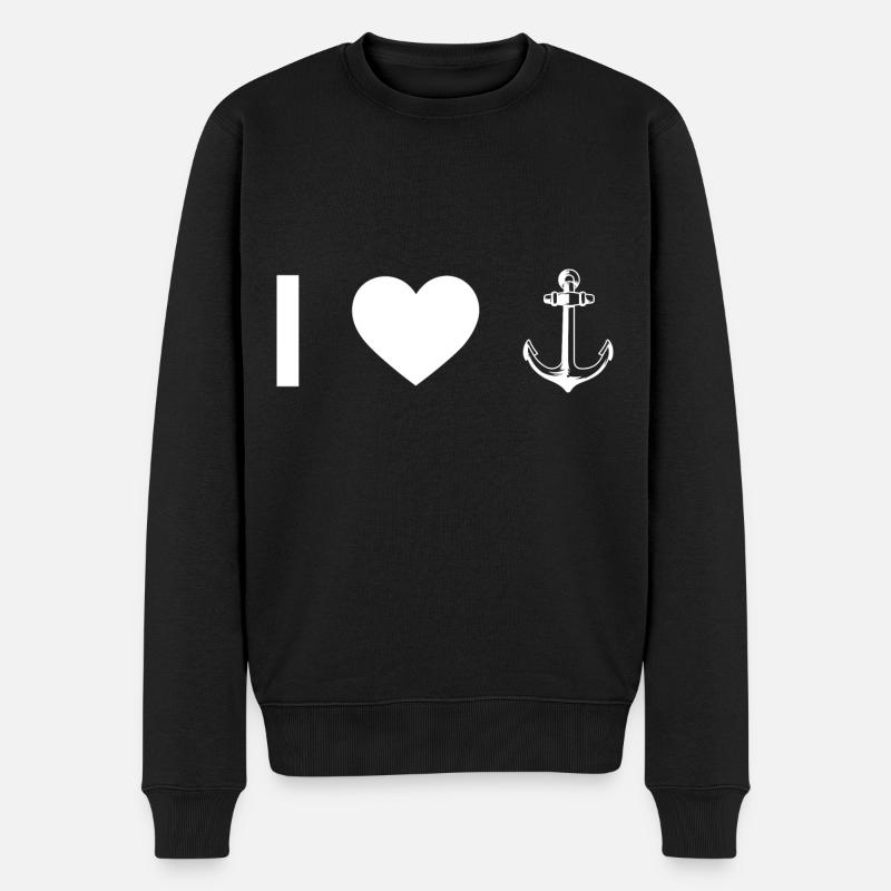 Je cœur et ancre - - Pull Premium bio Homme - noir