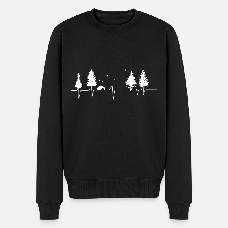 Herzschlag - Camping - (3) - Männer Premium Bio Pullover - Schwarz