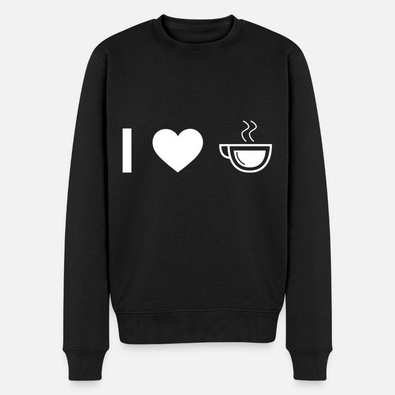 I coeur et café - - Pull Premium bio Homme - noir