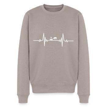 Heartbeat Farm Animaux - Pull Premium bio Homme - taupe - Devant - Nico (187cm)