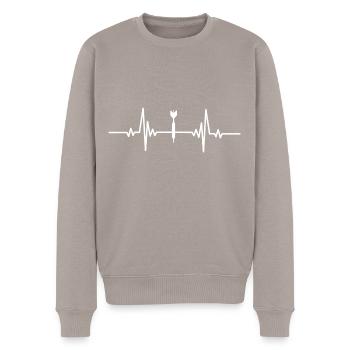 Heartbeat slim dart needle - Men's Premium Organic Jumper - taupe - Front - Nico (187cm)