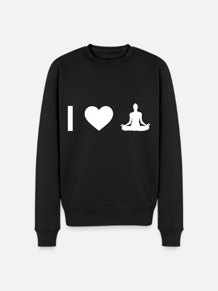 I Heart and Yoga - - Men's Premium Organic Jumper - black