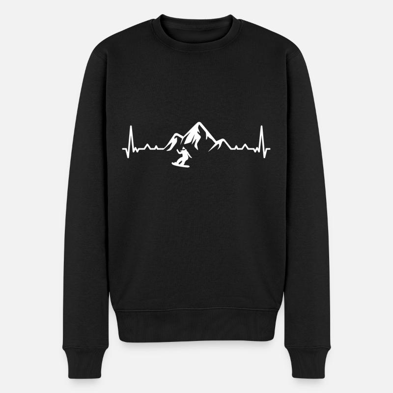 Heartbeat-Berg 1 und Snowboarden - (SN) - Männer Premium Bio Pullover - Schwarz