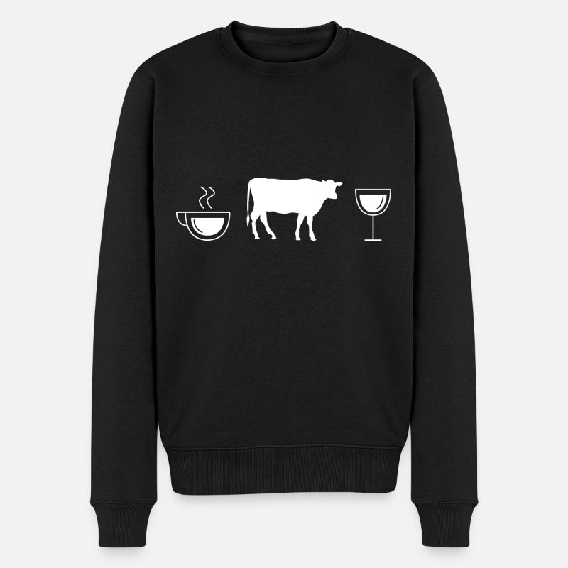Vin de café et vache - - Pull Premium bio Homme - noir