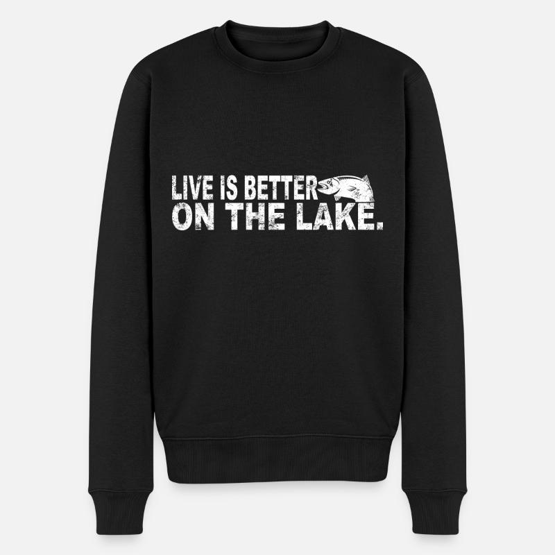 Fischen Dad Geschenkidee - Männer Premium Bio Pullover - Schwarz