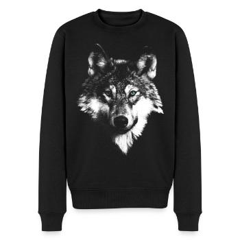 Tête de loup loup - Pull Premium bio Homme - noir - Devant - Nico (187cm)