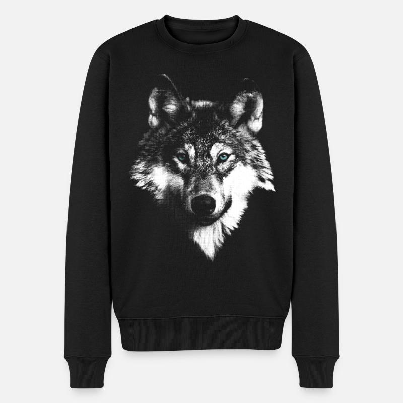 Wolf wolf head - Men's Premium Organic Jumper - black