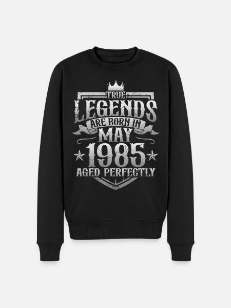 May Born 1985 Legends Birthday - Men's Premium Organic Jumper - black