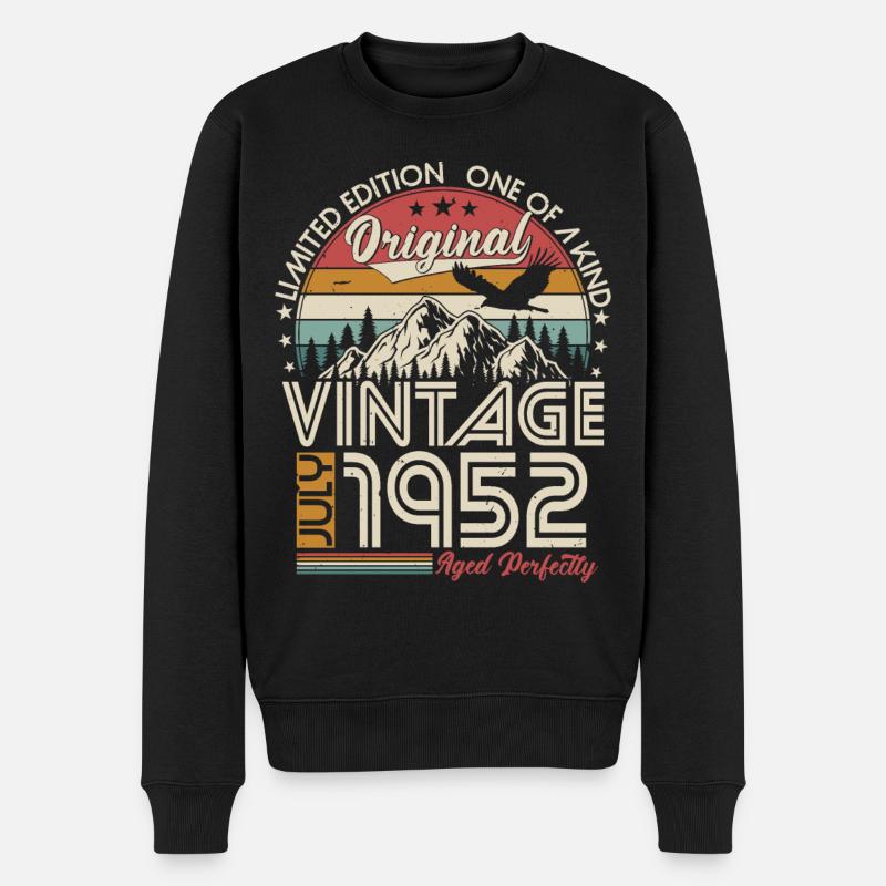 Juli 1952 Jahrgang Vintage Geburtstag Retro - Männer Premium Bio Pullover - Schwarz