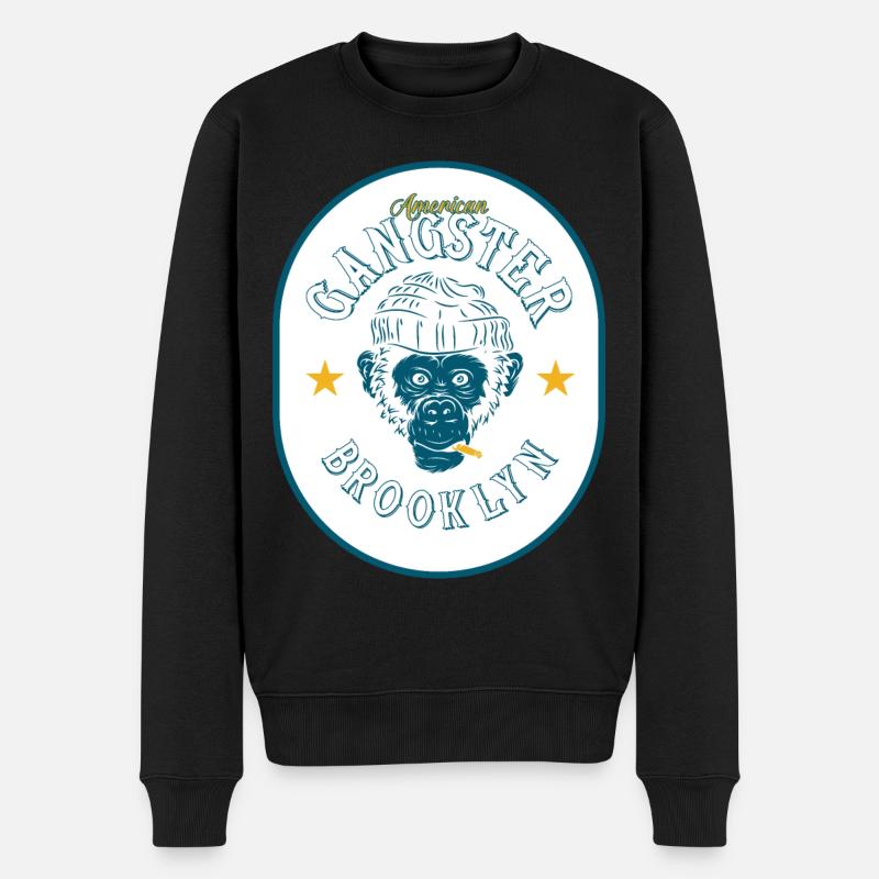 Brooklyn Gangster - Männer Premium Bio Pullover - Schwarz