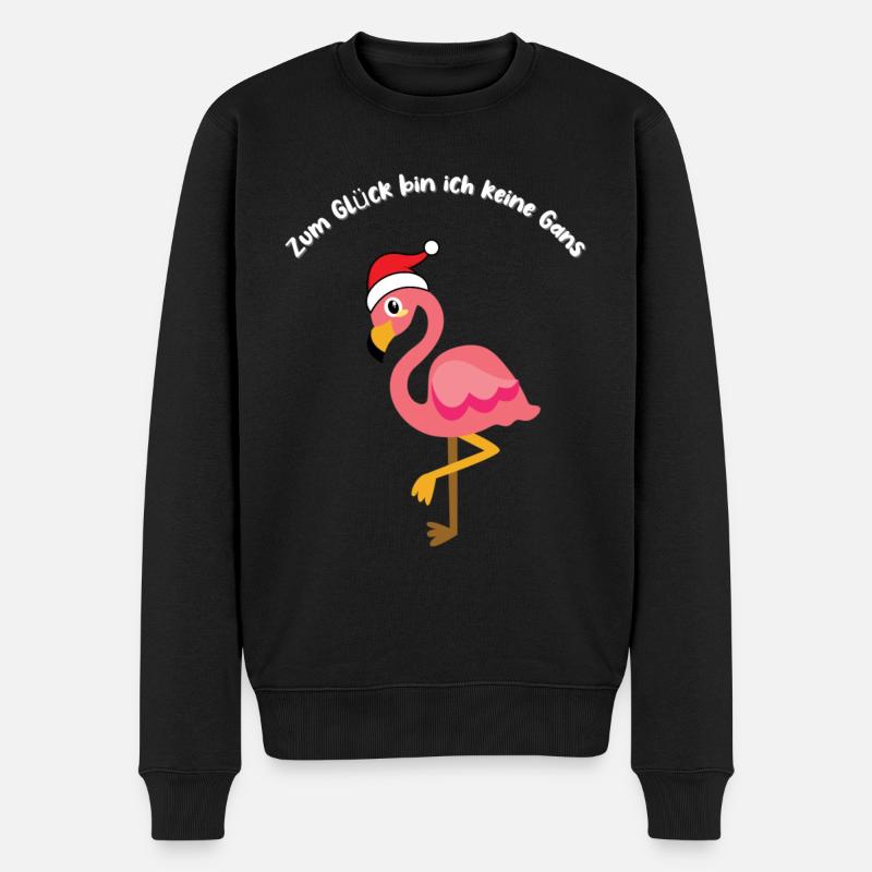 Eine rosa Gans und keine Weihnachtsgans - Männer Premium Bio Pullover - Schwarz