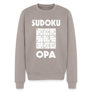 Sudoku Opa Rätsel Design - Männer Premium Bio Pullover - Taupe - Vorne - Nico (187cm)