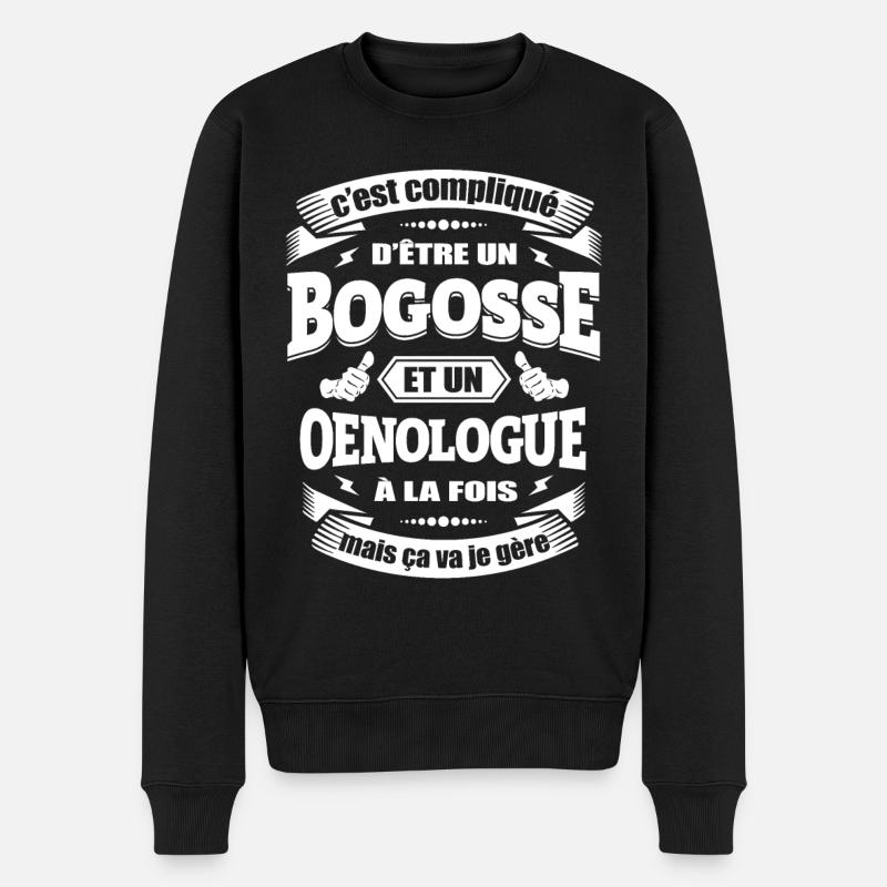 BOGOSSE ET ŒNOLOGUE - Pull Premium bio Homme - noir