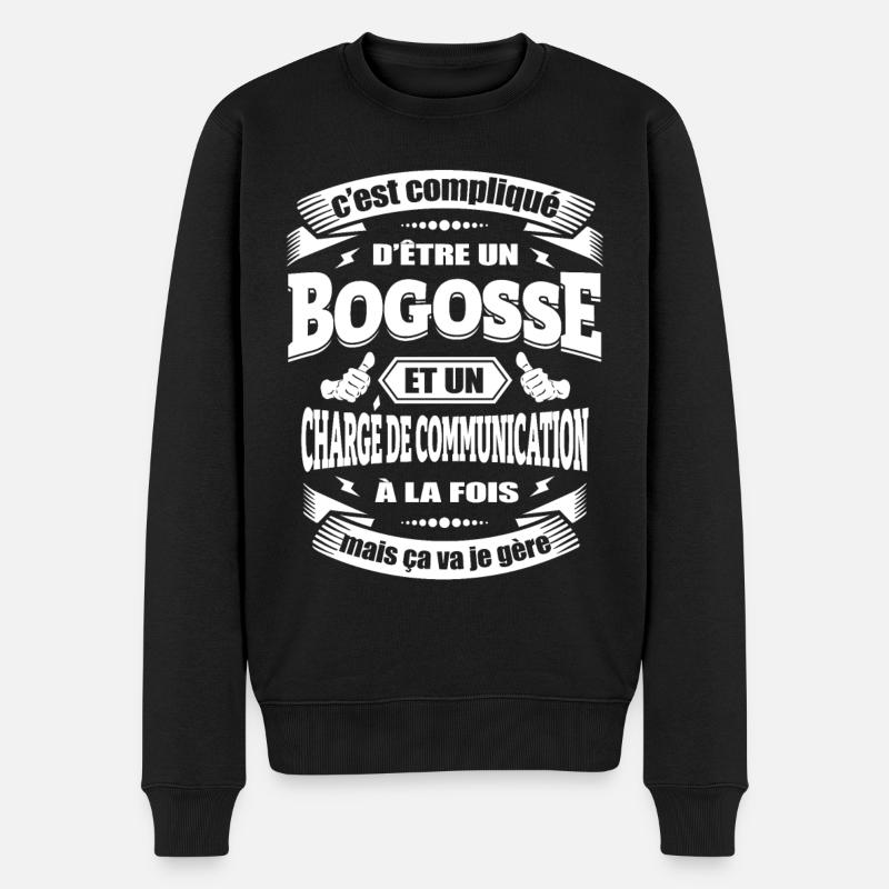 BOGOSSE ET CHARGE DE COMMUNICATION - Pull Premium bio Homme - noir