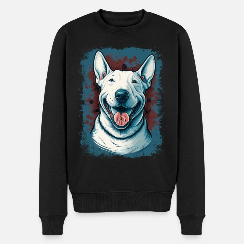Fröhlicher Bullterrier - Männer Premium Bio Pullover - Schwarz