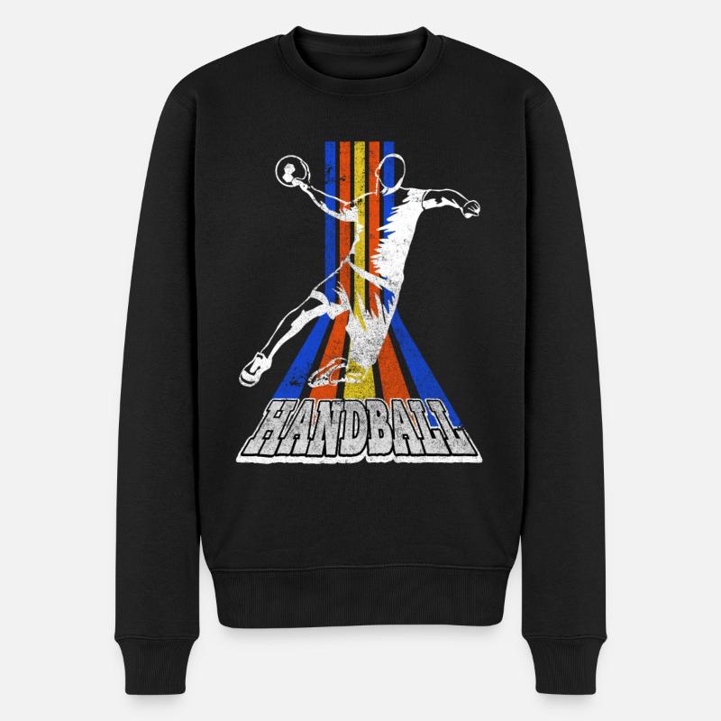 Handball Handballspieler Handballer Vintage Retro - Männer Premium Bio Pullover - Schwarz