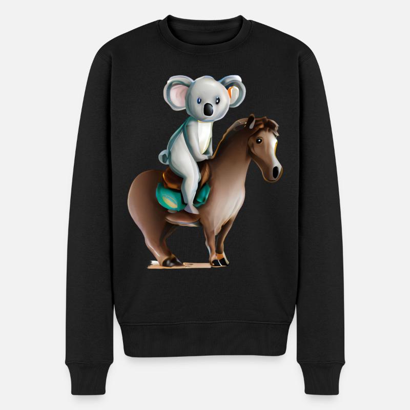 Koala auf einem Pferd - Männer Premium Bio Pullover - Schwarz
