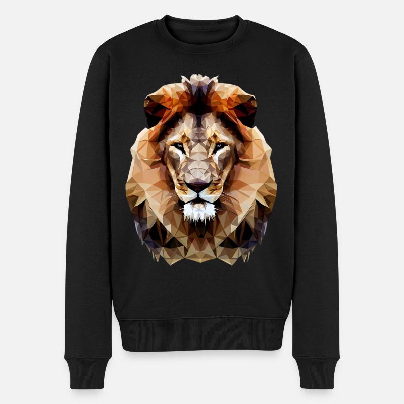Moderner Polygon Löwe - Männer Premium Bio Pullover - Schwarz