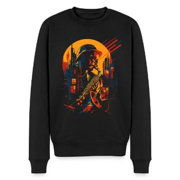 Jazz, Saxophoniste - Pull Premium bio Homme - noir - Devant - Nico (187cm)
