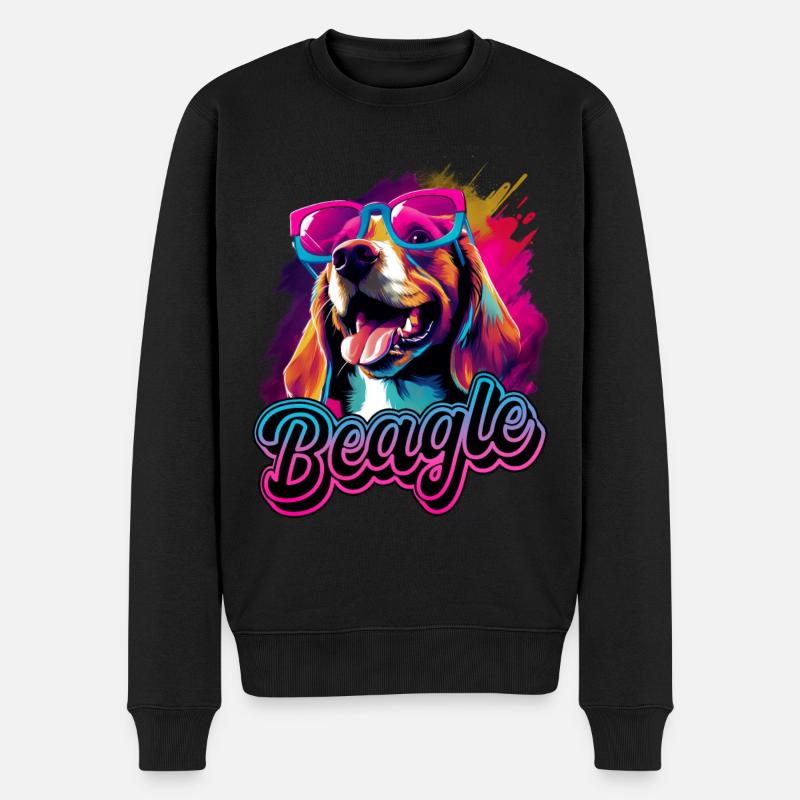 Beagle Hund mit Sonnenbrille - Männer Premium Bio Pullover - Schwarz