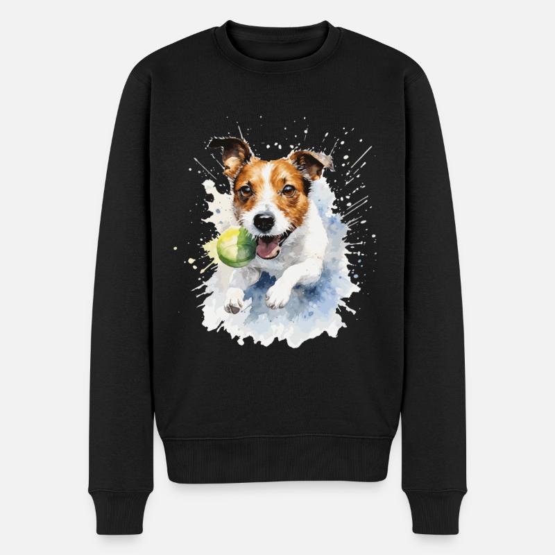 chien jack russel - Pull Premium bio Homme - noir