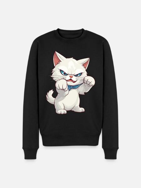 Cat Fist Cat Kitten White Cartoon Comic - Men's Premium Organic Jumper - black