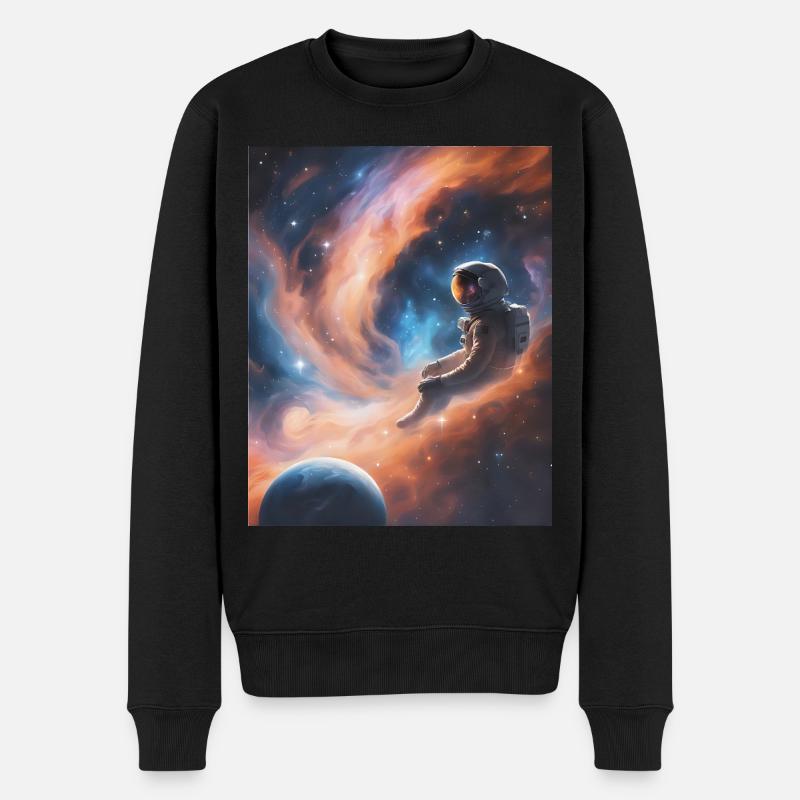 Astronaut schwebt im Weltall - Männer Premium Bio Pullover - Schwarz
