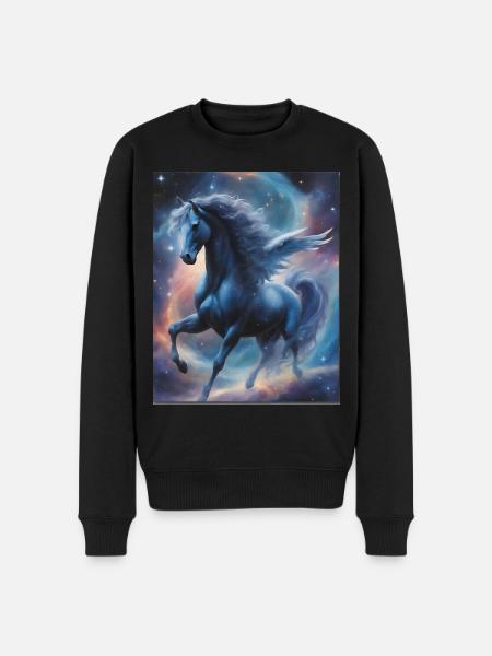 Pegasos (Pegasus) dans l’espace - Weltenwanderer - Pull Premium bio Homme - noir
