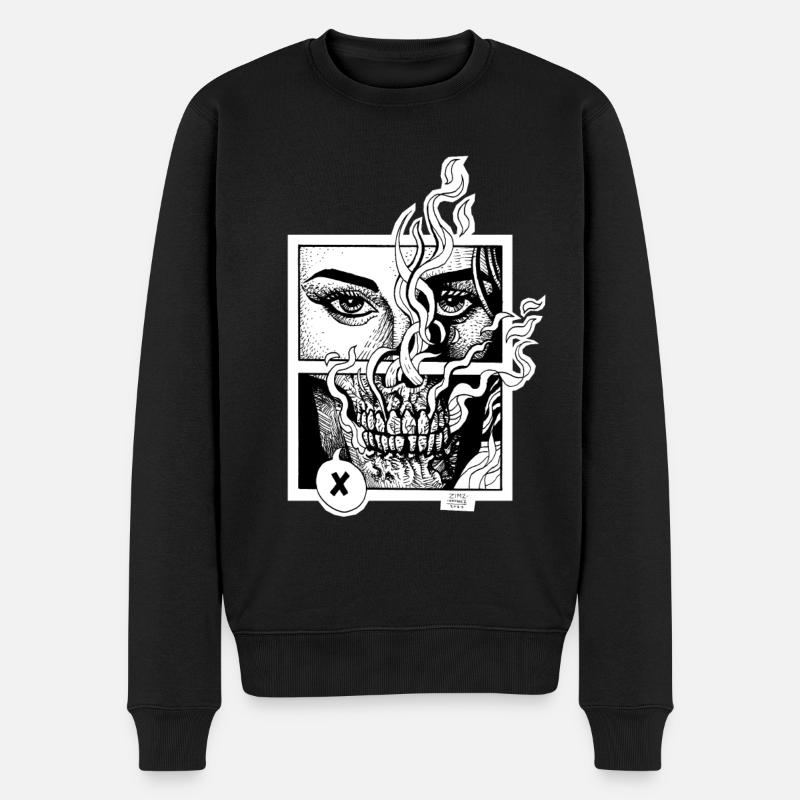 Stranger end - Männer Premium Bio Pullover - Schwarz