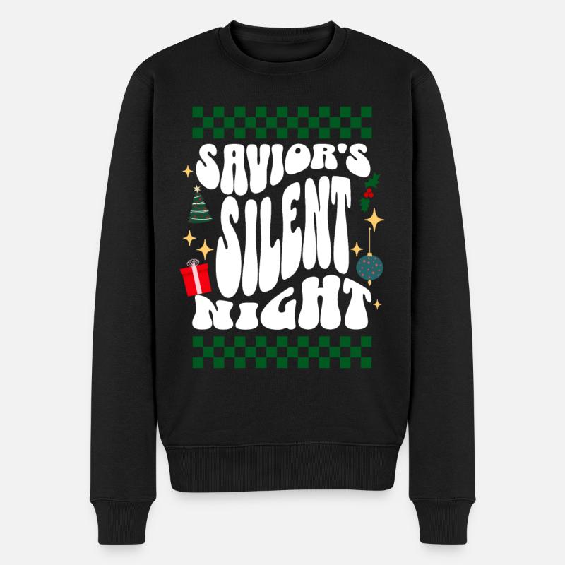 Savior’s Silent Night - Noël rétro et laid de Christian - Pull Premium bio Homme - noir
