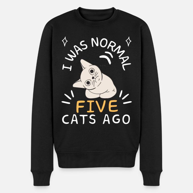 Vor fünf Katzen war ich normal - Männer Premium Bio Pullover - Schwarz