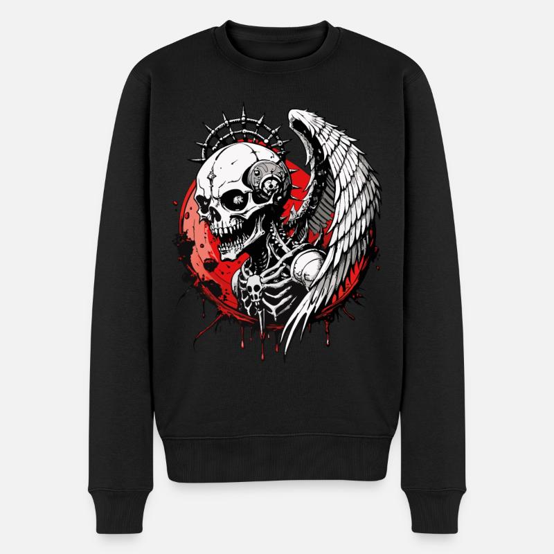 Angel Skull // Totenkopf Engel // Blut FS0005 - Männer Premium Bio Pullover - Schwarz
