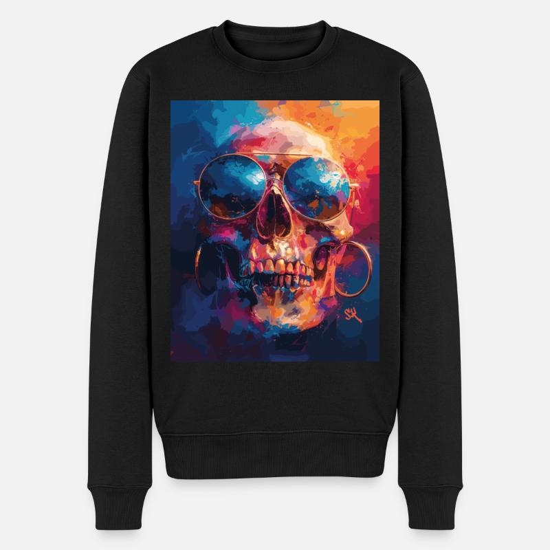 The Skull with Sunglasses - Skull, Totenkopf - Männer Premium Bio Pullover - Schwarz
