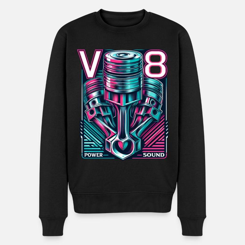 V8 - Männer Premium Bio Pullover - Schwarz