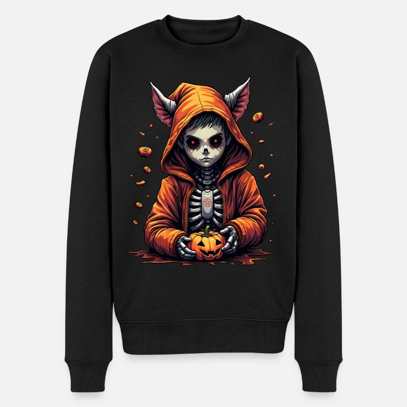 Halloween Robo - Männer Premium Bio Pullover - Schwarz
