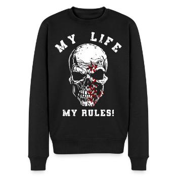 My Life My Rules - Männer Premium Bio Pullover - Schwarz - Vorne - Nico (187cm)