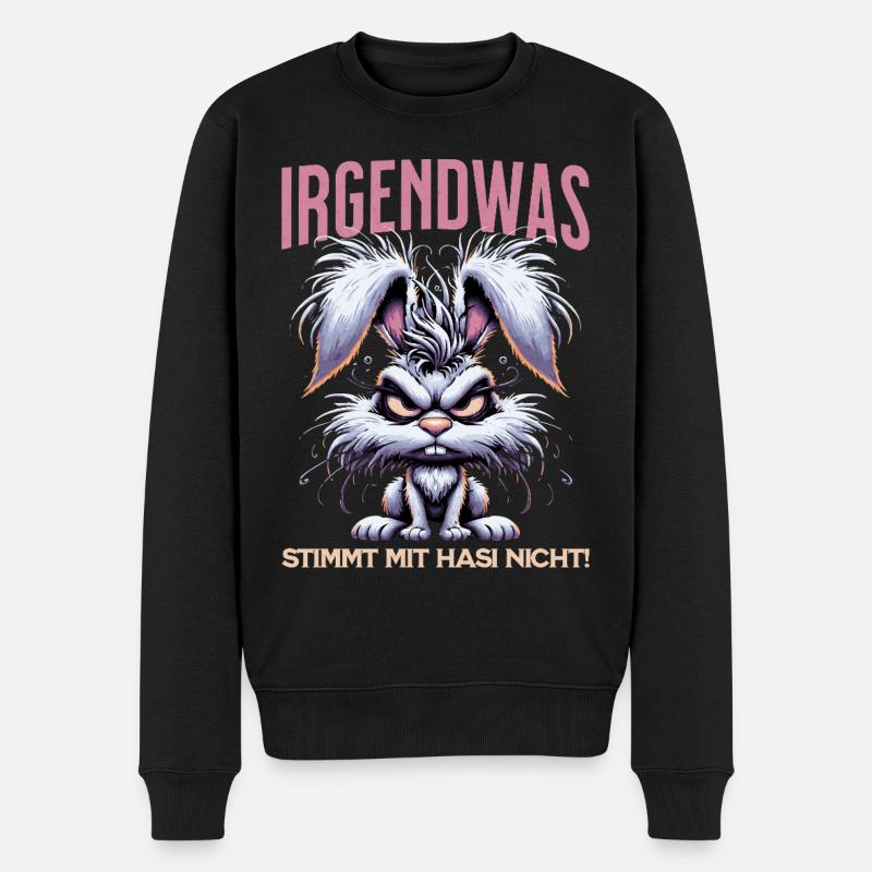 IRGENDWAS STIMMT MIT HASI NICHT Comic- Style - Männer Premium Bio Pullover - Schwarz
