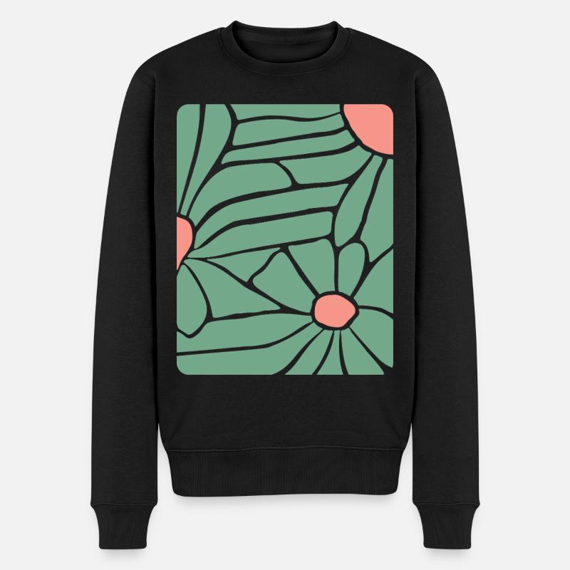 Abstract Floral Boho - Männer Premium Bio Pullover - Schwarz