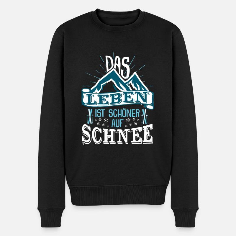 Das Leben ist schöner auf Schnee Winter Skifahren - Männer Premium Bio Pullover - Schwarz