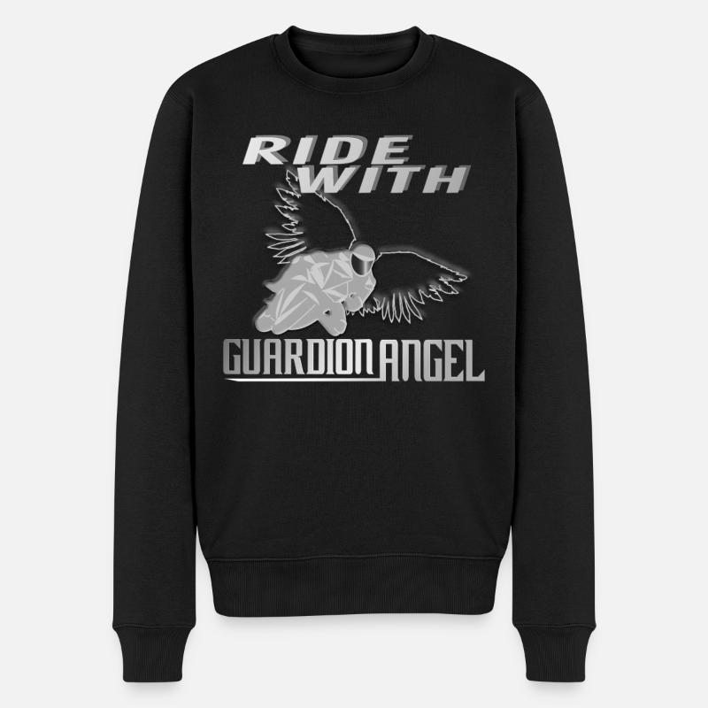 Moto avec ange gardien - Pull Premium bio Homme - noir
