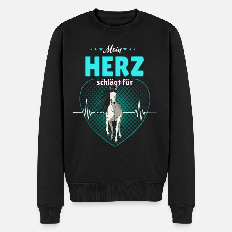 Pferd Reiter Pferdespruch Reitergeschenk - Männer Premium Bio Pullover - Schwarz