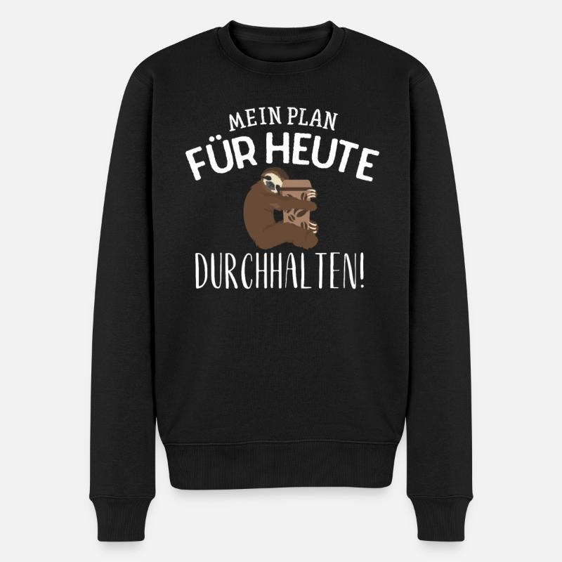 Mein Plan für Heute durchhalten Kaffee coffee - Männer Premium Bio Pullover - Schwarz