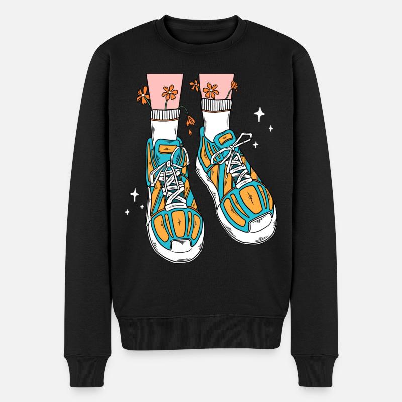 BLUMEN SCHUHE - Männer Premium Bio Pullover - Schwarz
