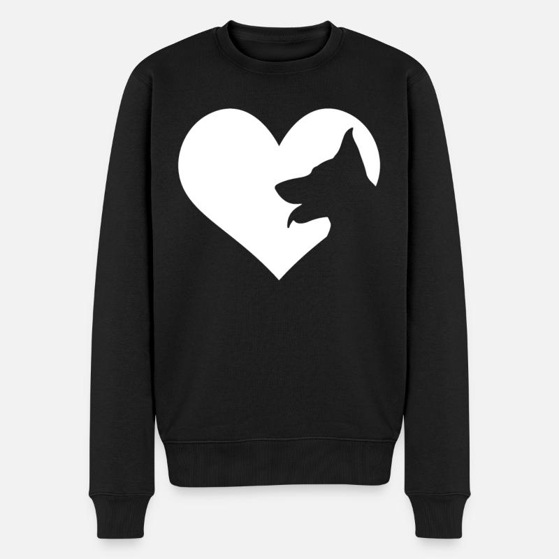 Malinois Shepherd Hunde-Herz-Silhouette - Männer Premium Bio Pullover - Schwarz