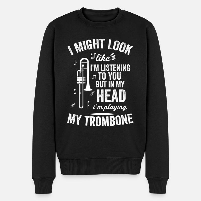 J’ai l’air d’écouter du trombone - Pull Premium bio Homme - noir