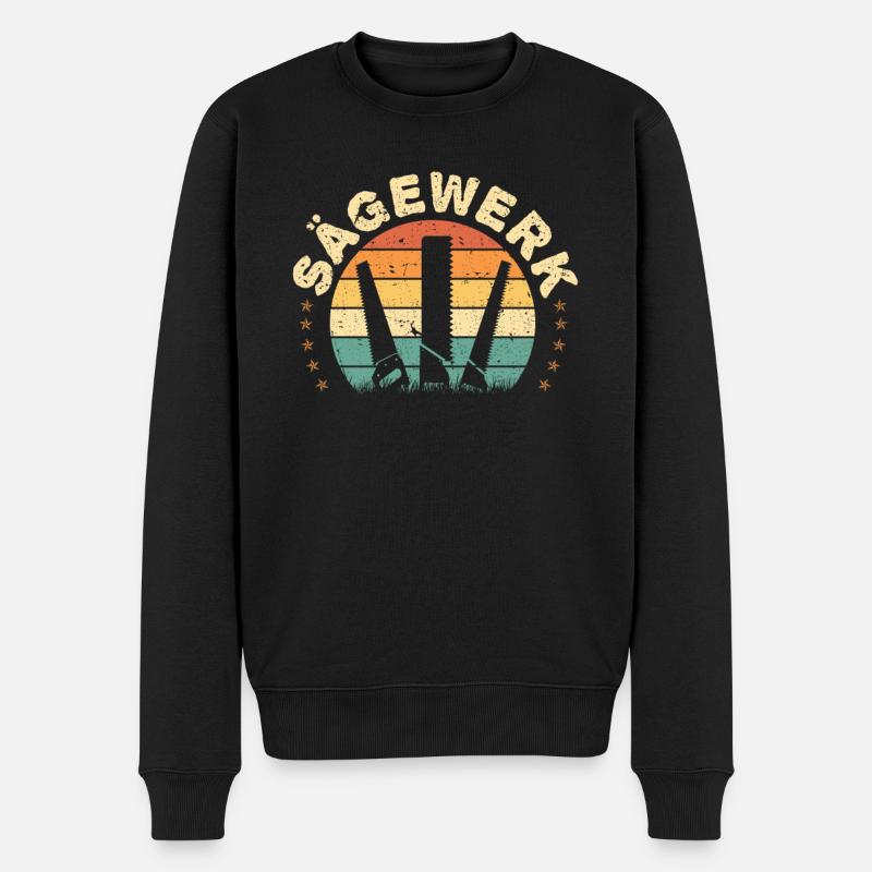Sägewerk sägen Vintage Retro Säge - Männer Premium Bio Pullover - Schwarz