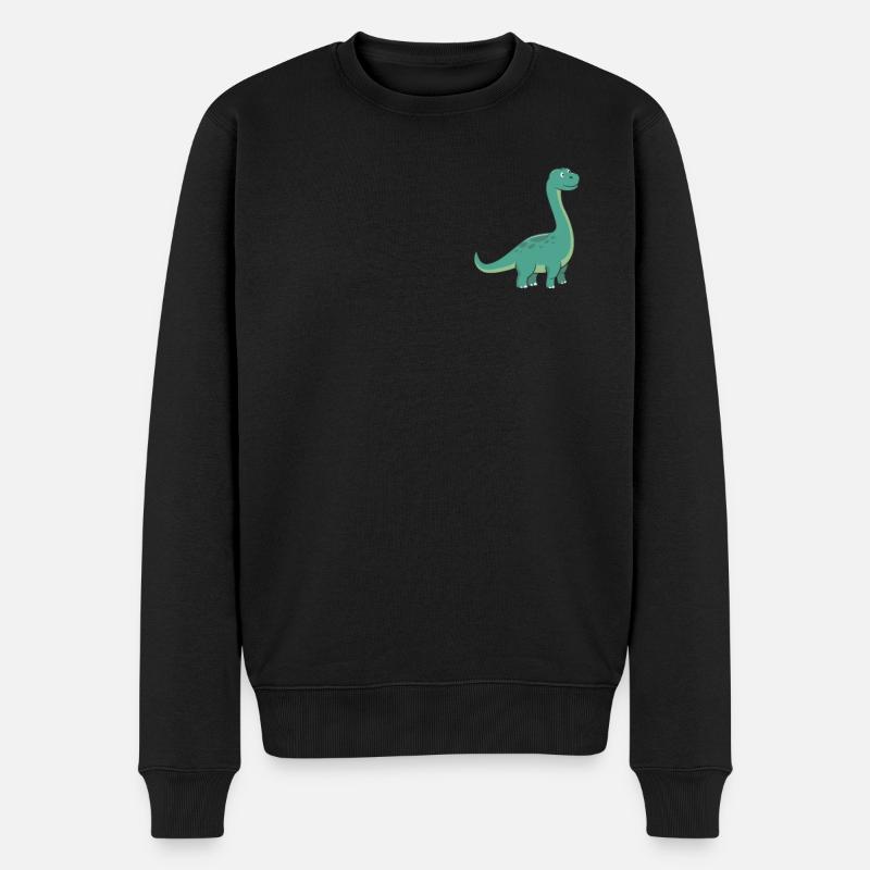 Abzeichen - Niedlicher Dinosaurier Brontosaurus - Männer Premium Bio Pullover - Schwarz