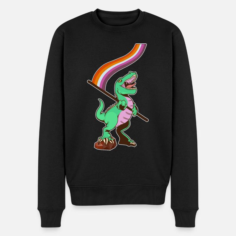 LGBTQ-Flagge - Dinosaurier-Lesbe - Männer Premium Bio Pullover - Schwarz